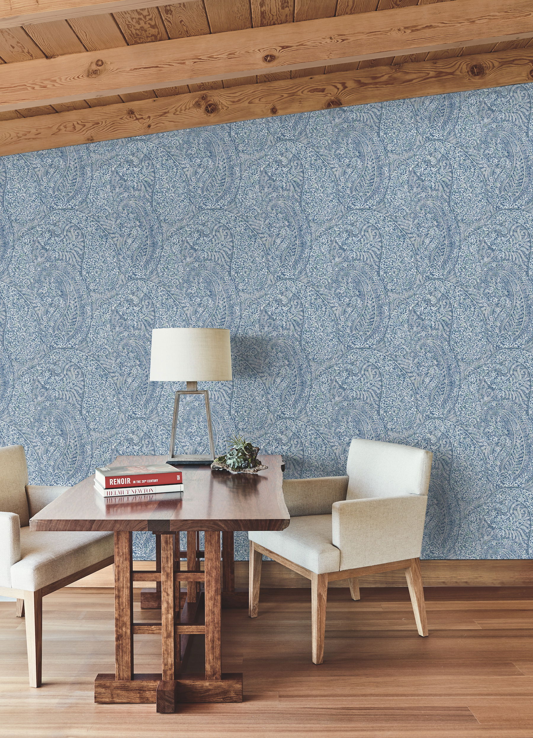 Kashmir Dreams Paisley Blue Wallpaper large image 