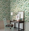 Tropical Love Birds White & Aqua Wallpaper thumbnail 2