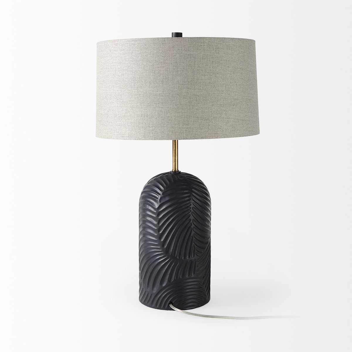 Quinn  Navy Base with Beige Fabric Shade Table Lamp, by Mercana, 18" length x 18" width x 28.75" height View 5