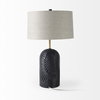 Quinn  Navy Base with Beige Fabric Shade Table Lamp, by Mercana, 18" length x 18" width x 28.75" height thumbnail 5
