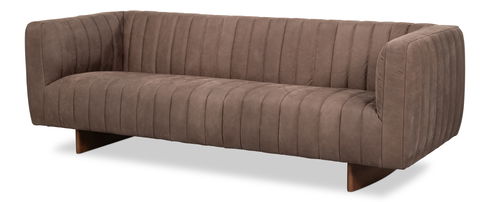 Denys Leather Sofa, Scotland Grey