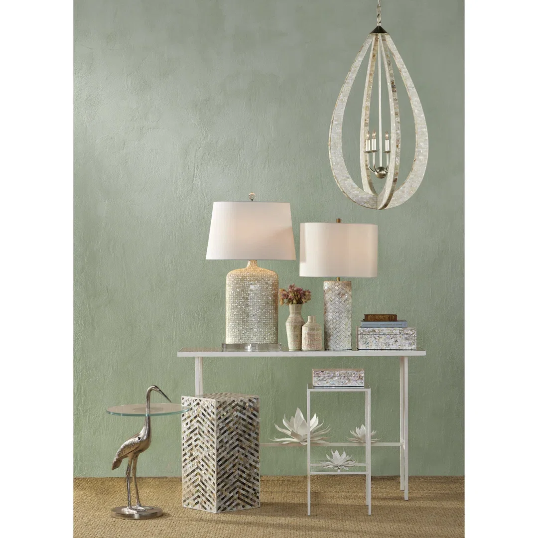 Crane Glass End Table, Side & End Table by Currey and Company, 16" width x 25" height x 16" depth View 2
