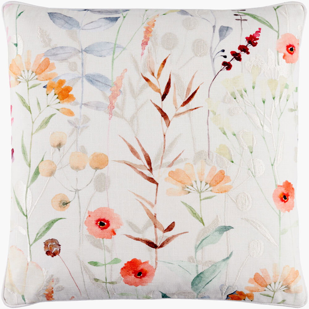 Painterly Florals Accent Pillow, Decorative Pillow by Surya, 18" length x 18" width