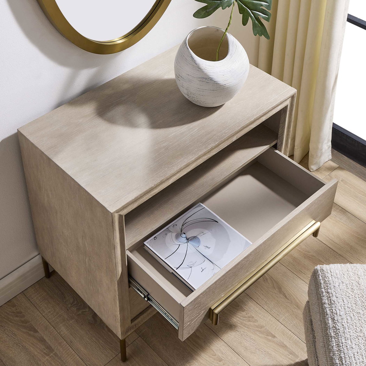 Alessia Modern Light Oak Side Table, Side & End Table by Uttermost, 32" width x 29" height x 19" depth View 4