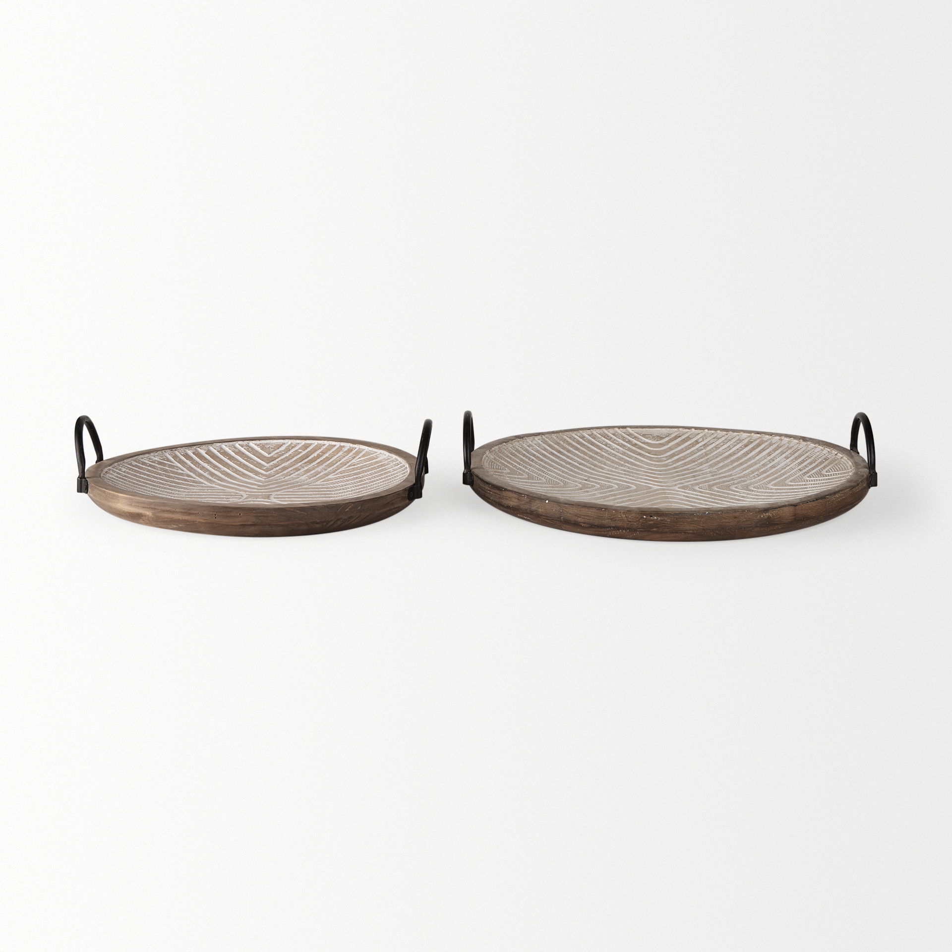Jamila  Set of 2 Brown Wooden Tray large image 