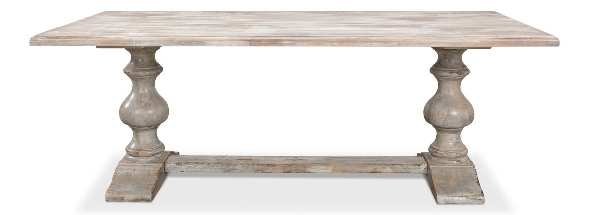 Lionisio Trestle Table  Grey Oak, by Sarreid, 3'5" length x 7' width x 2'6" height View 2