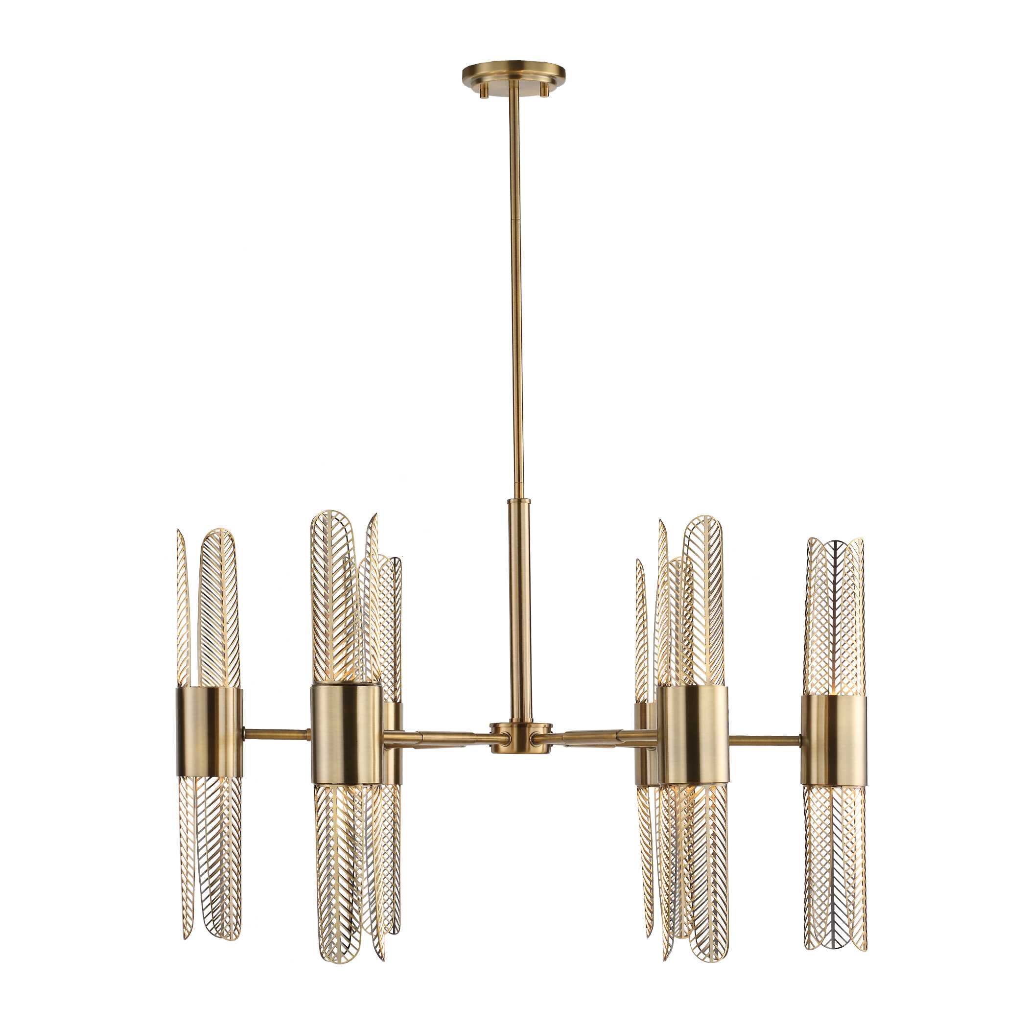 Cret 12 Light Brass Chandelier, Ceiling Light by Uttermost, 31" width x 20.62" height x 31" diameter x 31" depth View 5