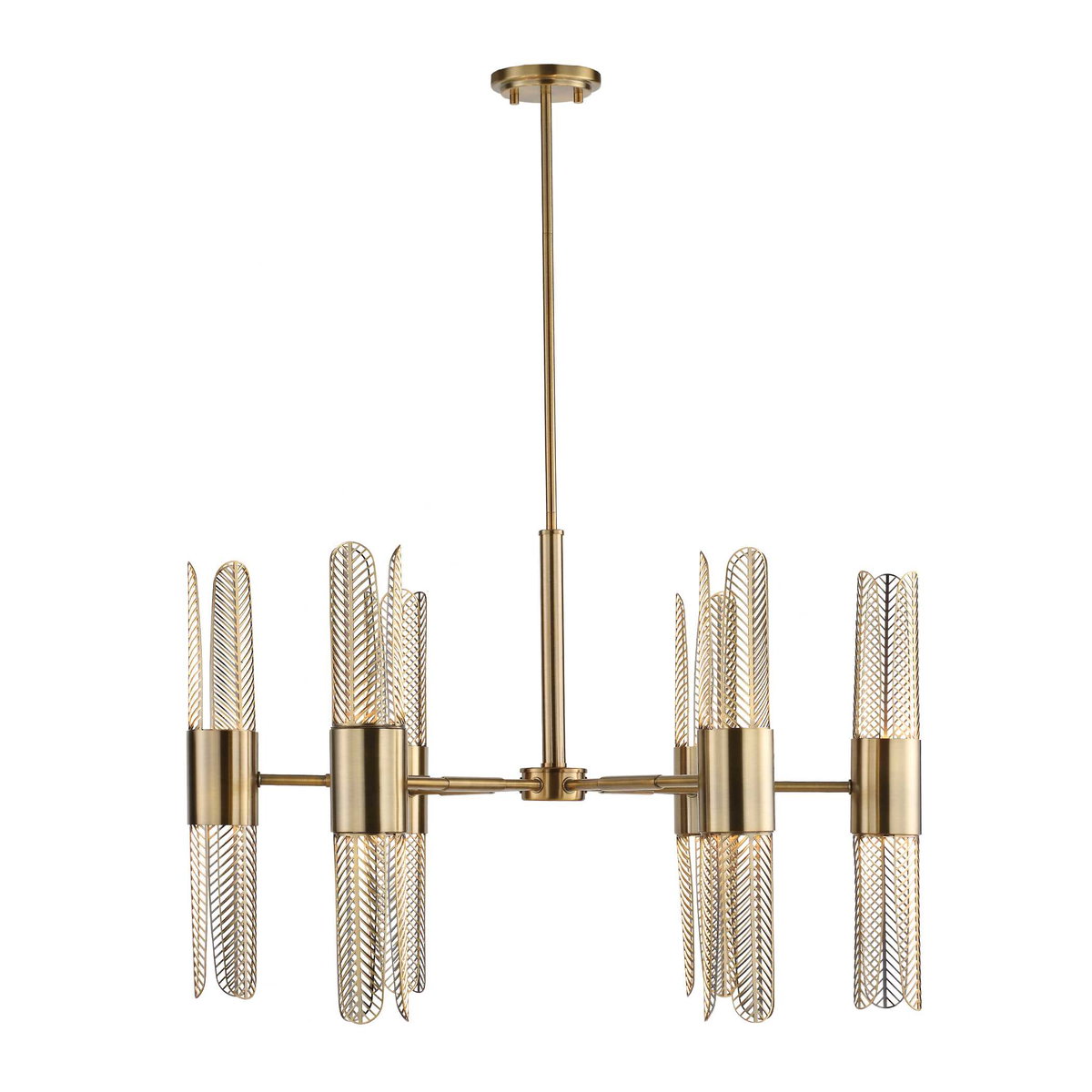 Cret 12 Light Brass Chandelier, Ceiling Light by Uttermost, 31" width x 20.62" height x 31" diameter x 31" depth View 5