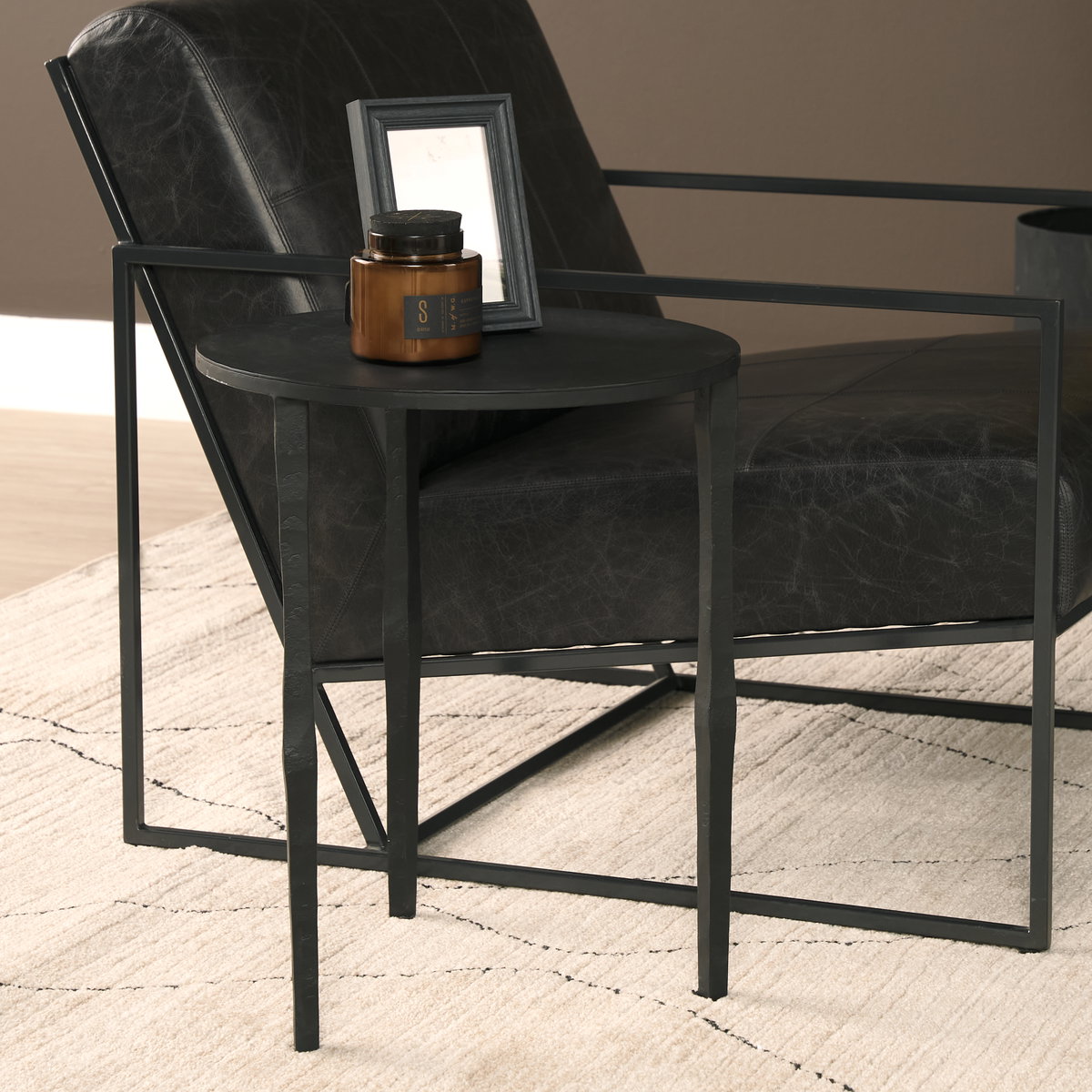Timothy 16.0L x 16.0W X 20.0H Ebony Black Iron Side Table, Side & End Table by Mercana, 16" length x 16" width x 20" height View 3