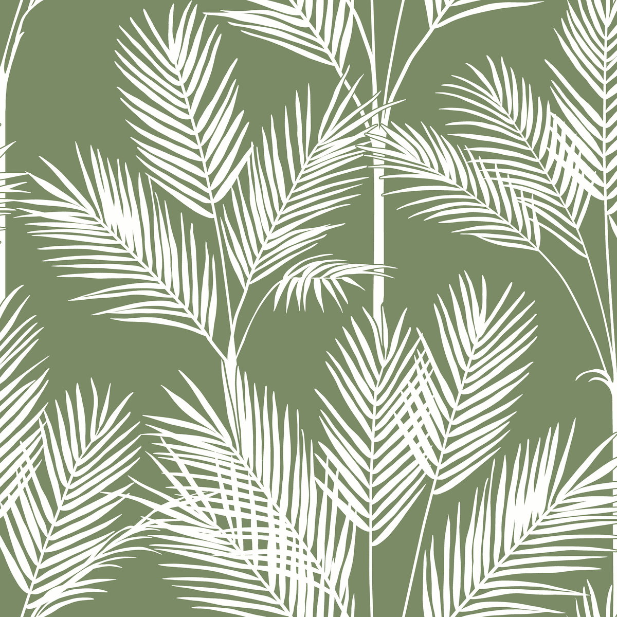 King Palm Silhouette Green Wallpaper, by York Wall, 33' length x 1'8.5" width x 0.02" depth
