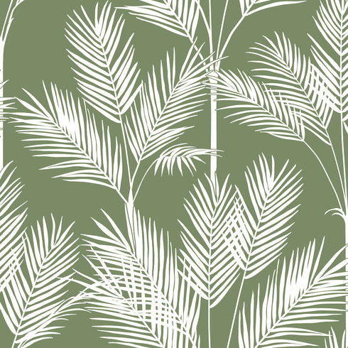 King Palm Silhouette Green Wallpaper