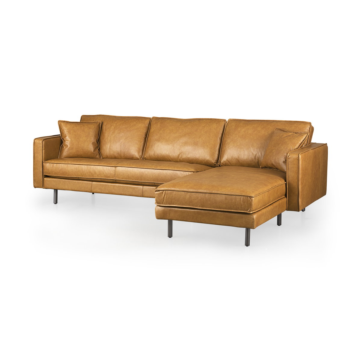 D'Arcy 111'L x 70'D x 33'H Tan Leather Right Chaise Sectional, Sectional Sofa by Mercana, 111" length x 70" width x 33" height View 1