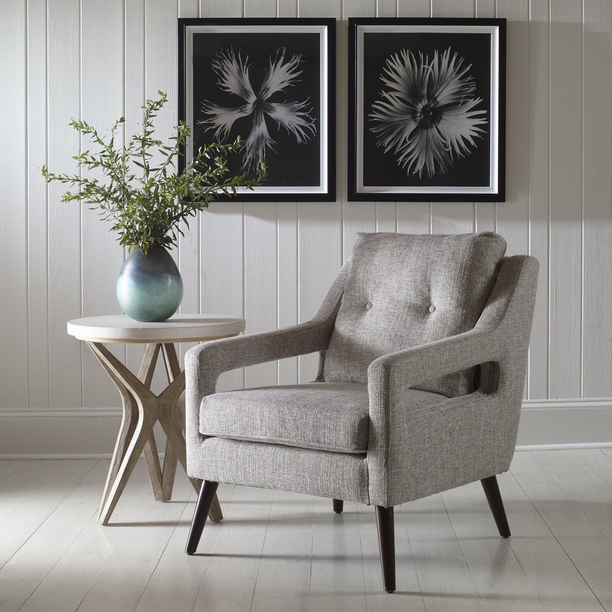 O'Brien Neutral Armchair, Accent Chair by Uttermost, 28" width x 34" height x 34" depth View 2