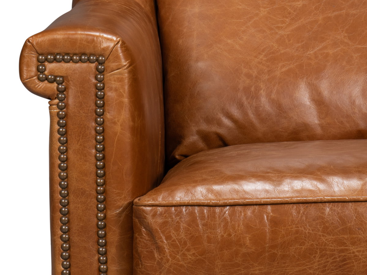 Vandike Arm Chair  Cuba Brown, by Sarreid, 3'2" length x 2'11" width x 3'2" height View 8