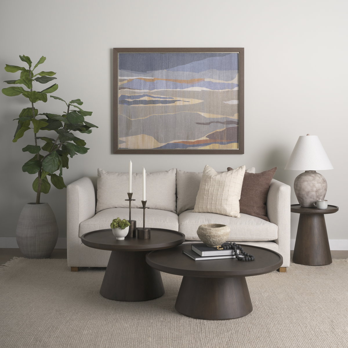 Takoda Dark Brown Wood Tapered Drum Accent Table, Side & End Table by Mercana, 19" length x 19" width x 20.5" height View 3