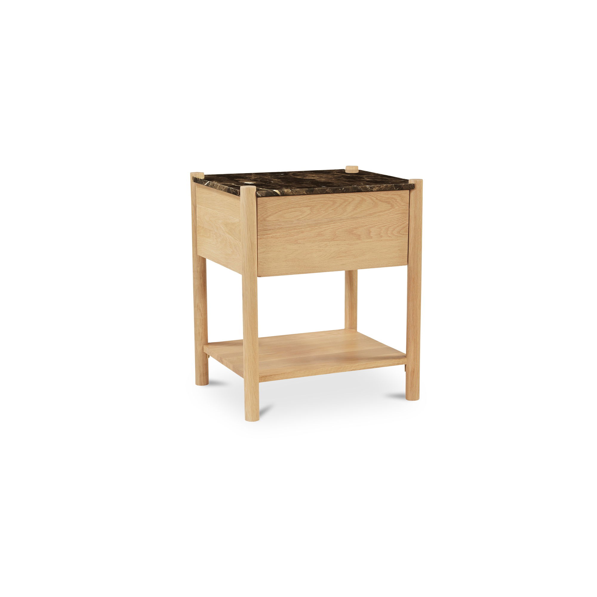 Elio Nightstand Dark Emperador Marble, by Moe's Home, 20" width x 24" height x 17" depth View 2