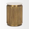 Satima White Marble with Gold Metal Round Fluted Accent Table, Side & End Table by Mercana, 16" length x 16" width x 22.25" height thumbnail 5