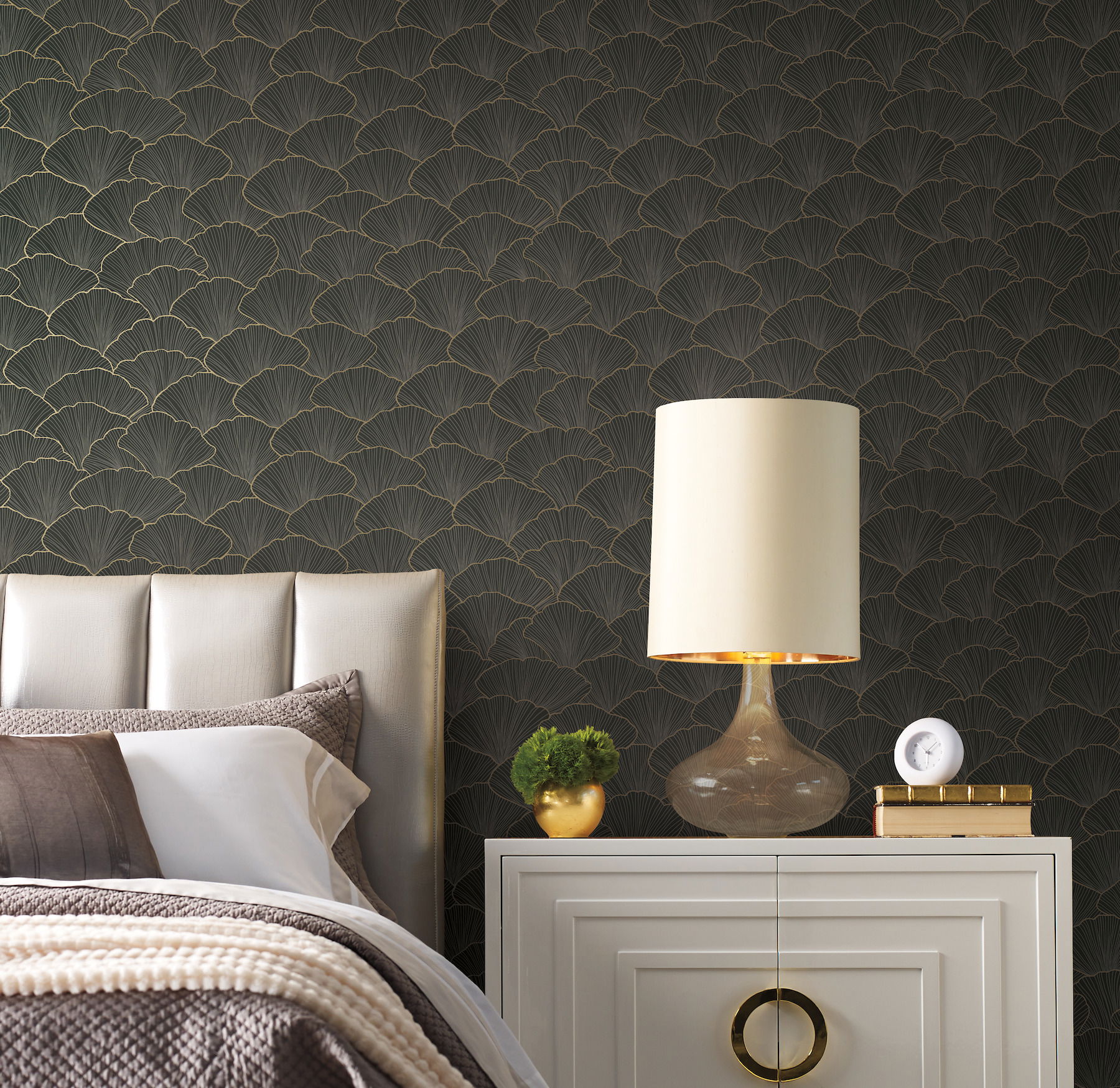 Luminous Gingko Grey Wallpaper large image 