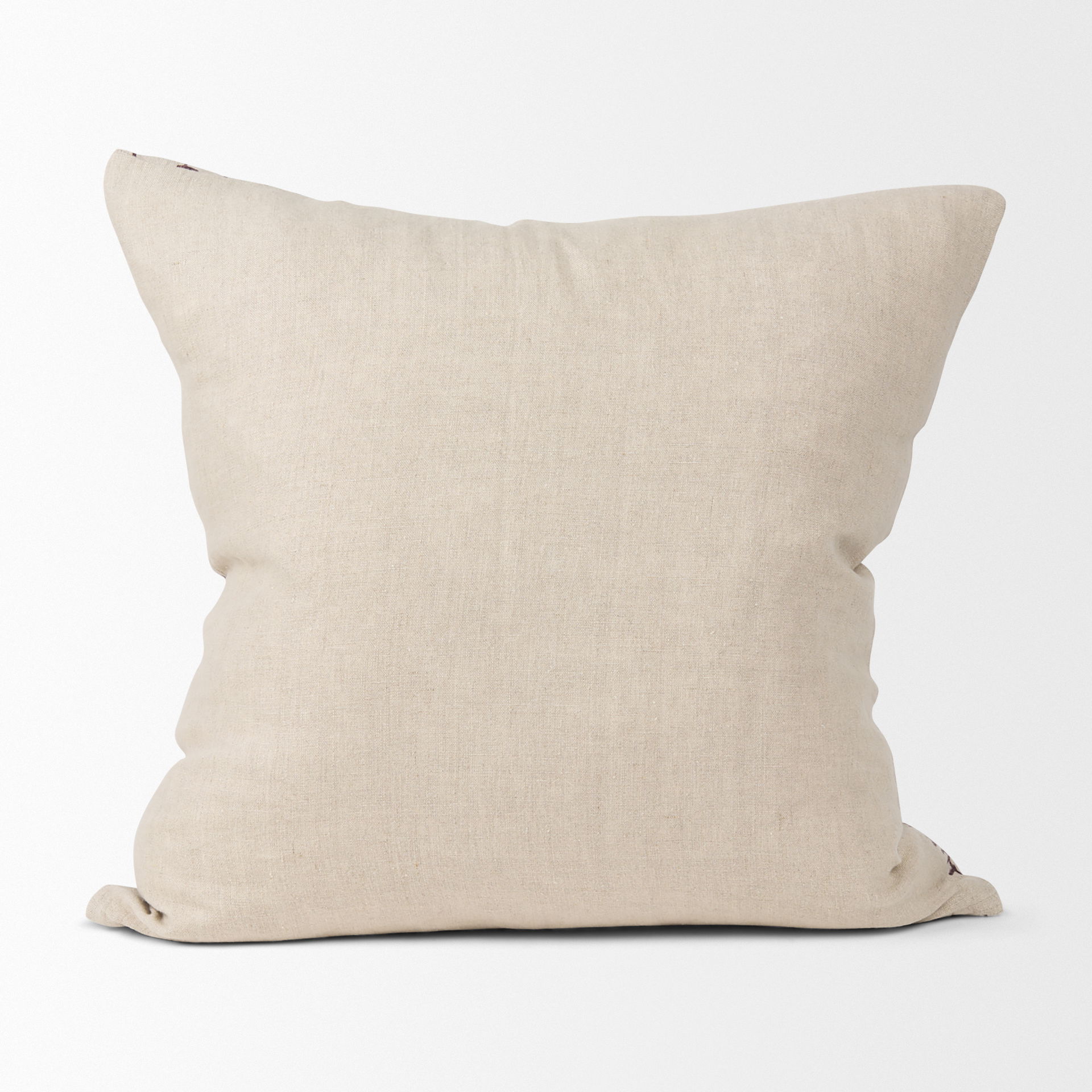 Jenna Beige with Merlot Print Linen Square Decorative Pillow Cover large image 