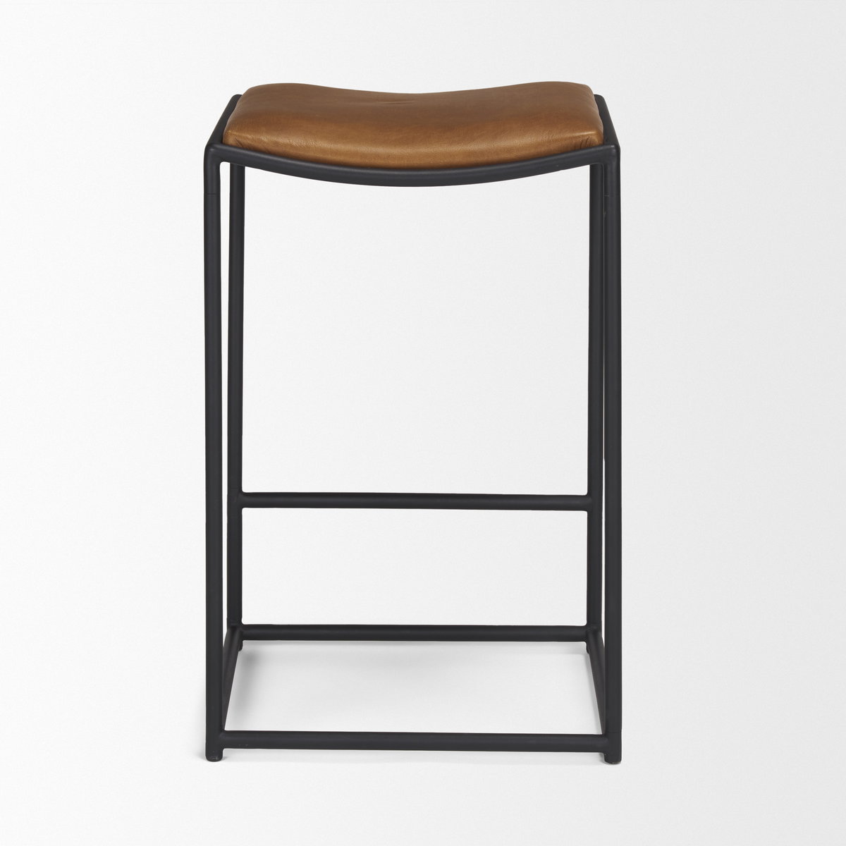 Taniel Backless 27.25in Seat Counter Stool | Brown Leather with Metal, Counter & Bar Stool by Mercana, 18" length x 16" width x 27.75" height View 8