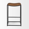 Taniel Backless 27.25in Seat Counter Stool | Brown Leather with Metal, Counter & Bar Stool by Mercana, 18" length x 16" width x 27.75" height thumbnail 8