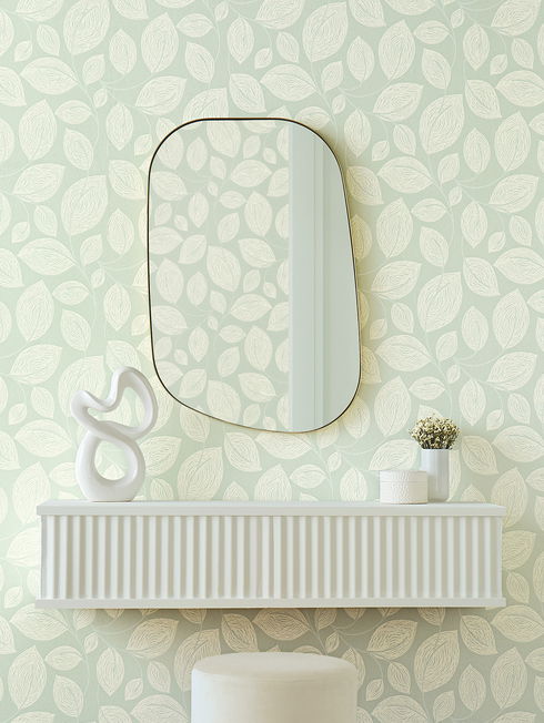 Contoured Leaves Green Wallpaper