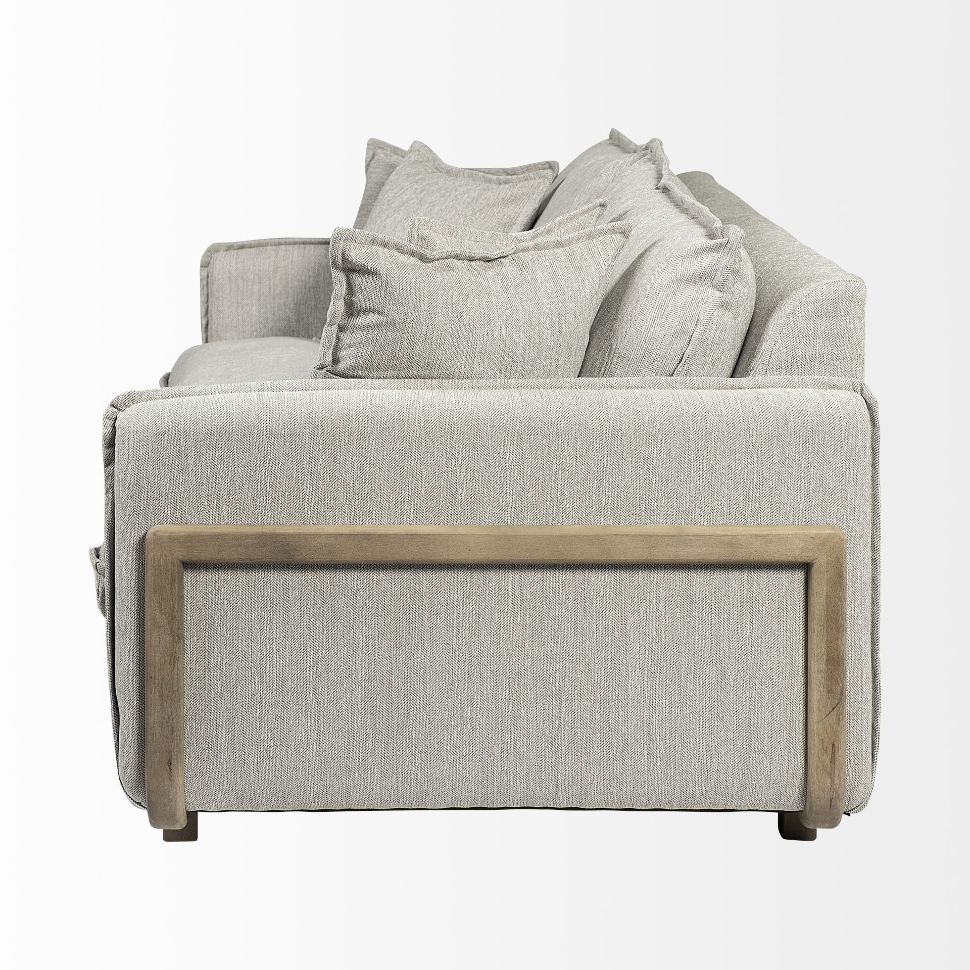 Roy I 84' Frost Gray Upholstered Three Seater Sofa large image 