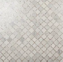 Online Designer Bathroom Cassie Chapman Eva White 4" Polished Marble & Mother of Pearl Arabesque Mosaic Tile