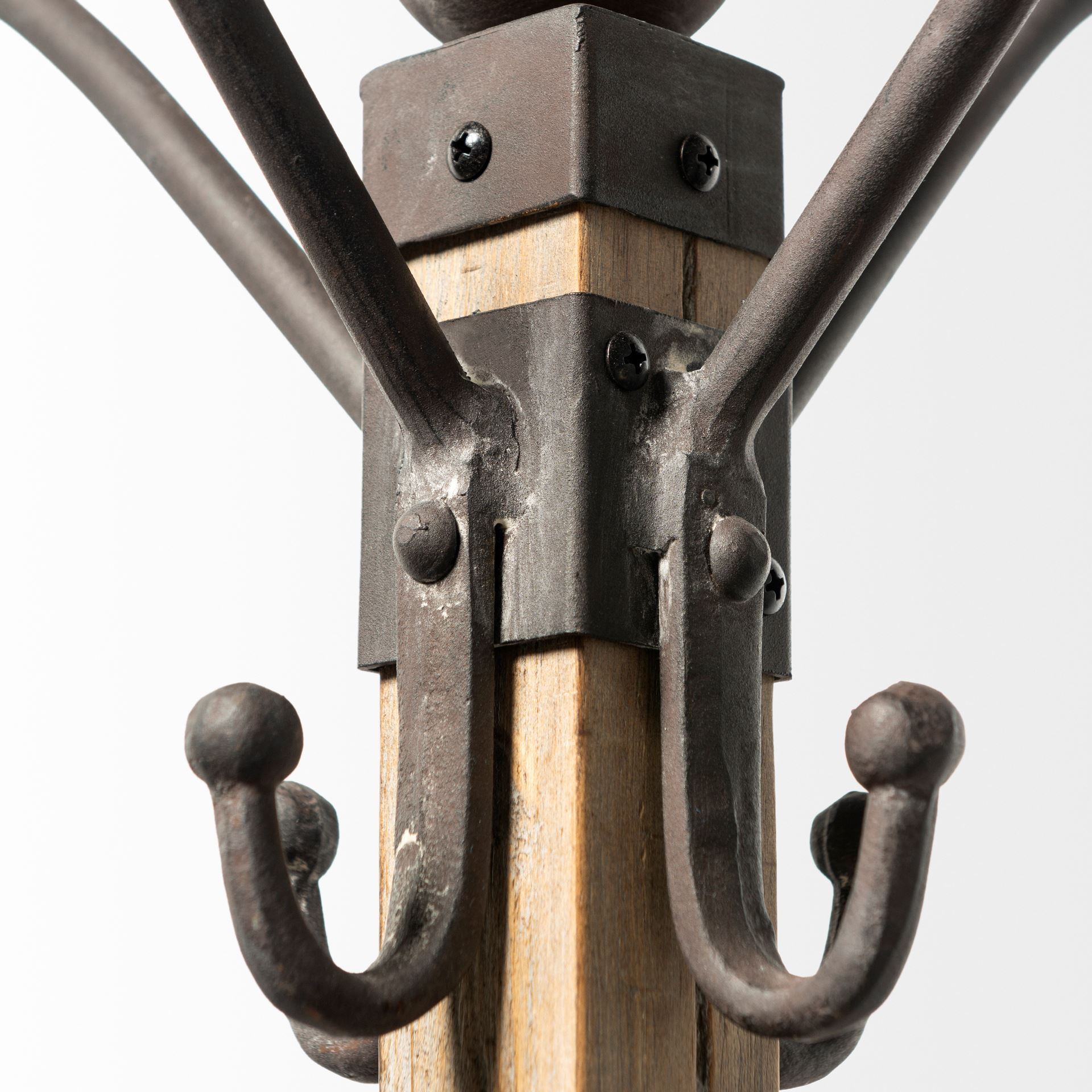 Lamda 22 x 75 Black Metal and Light Brown Wood Coat Rack, Stands, Racks & Hook by Mercana, 22" length x 22" width x 74.5" height View 3