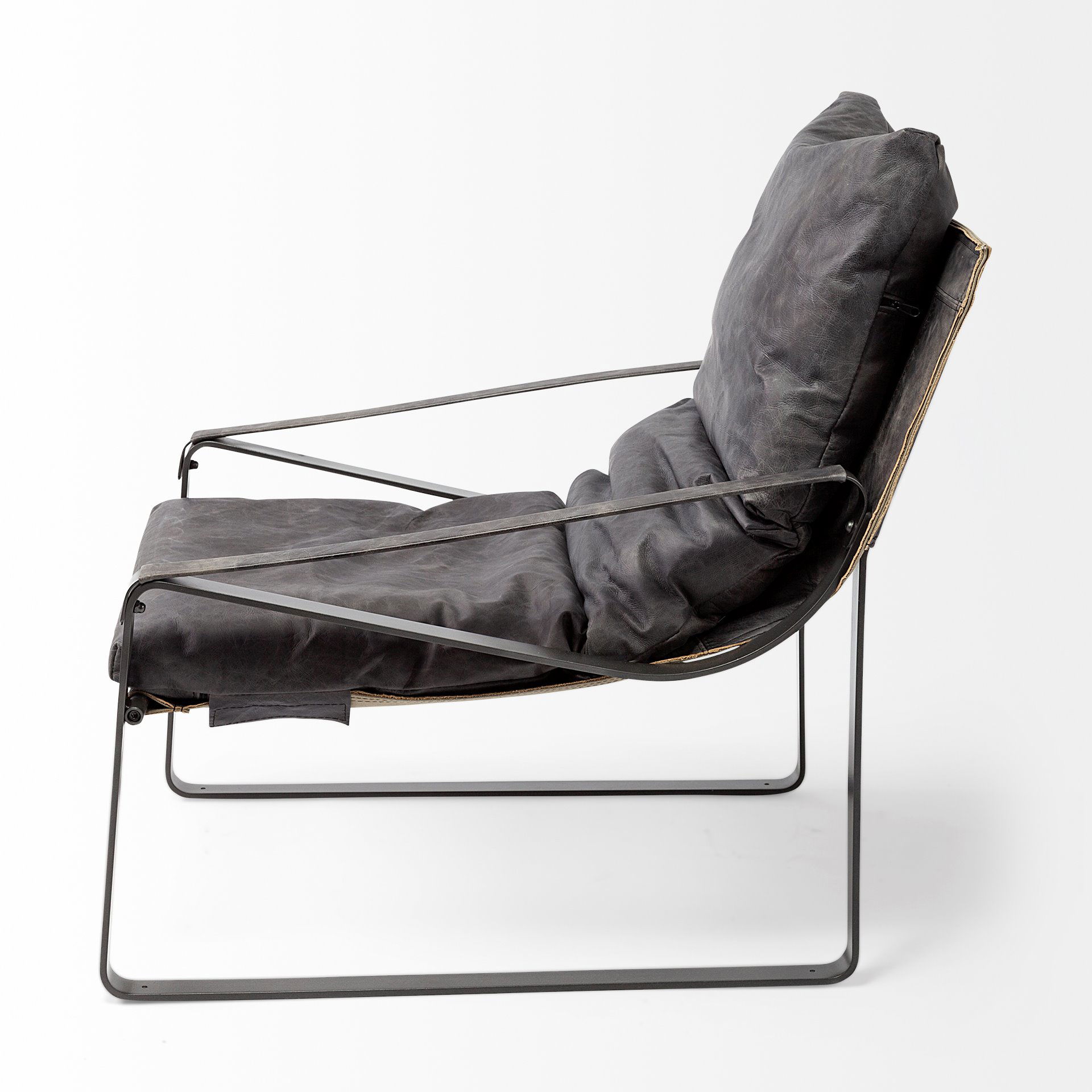 Hornet II Black Leather Body Metal Frame Accent Chair large image 