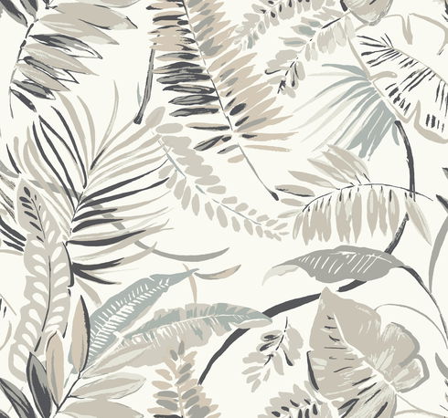 Tropical Toss White Wallpaper