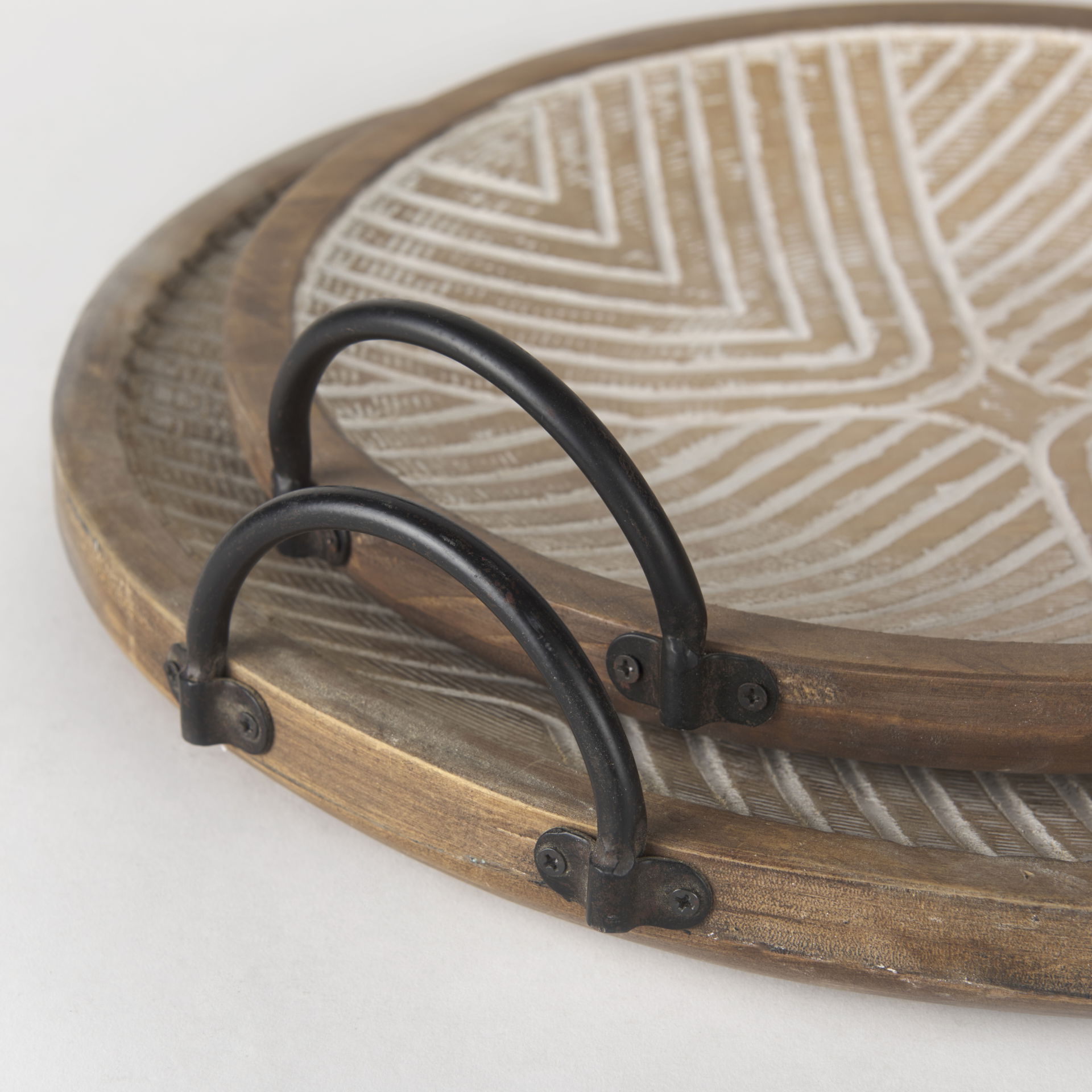 Jamila  Set of 2 Brown Wooden Tray large image 