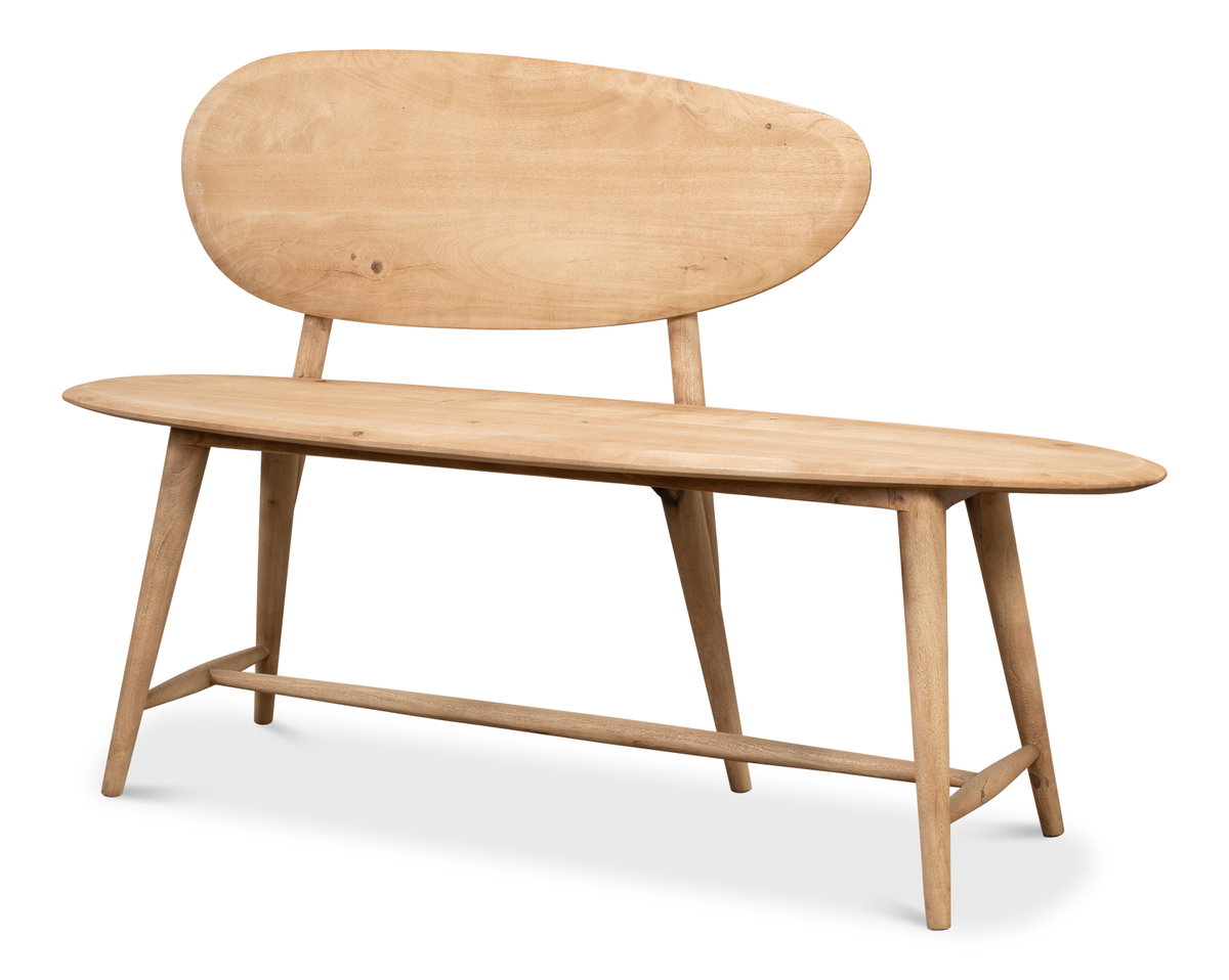 Pebble Bench (1 Back) Lionskin Finish, by Sarreid, 1'3" length x 4'6" width x 2'11" height View 1