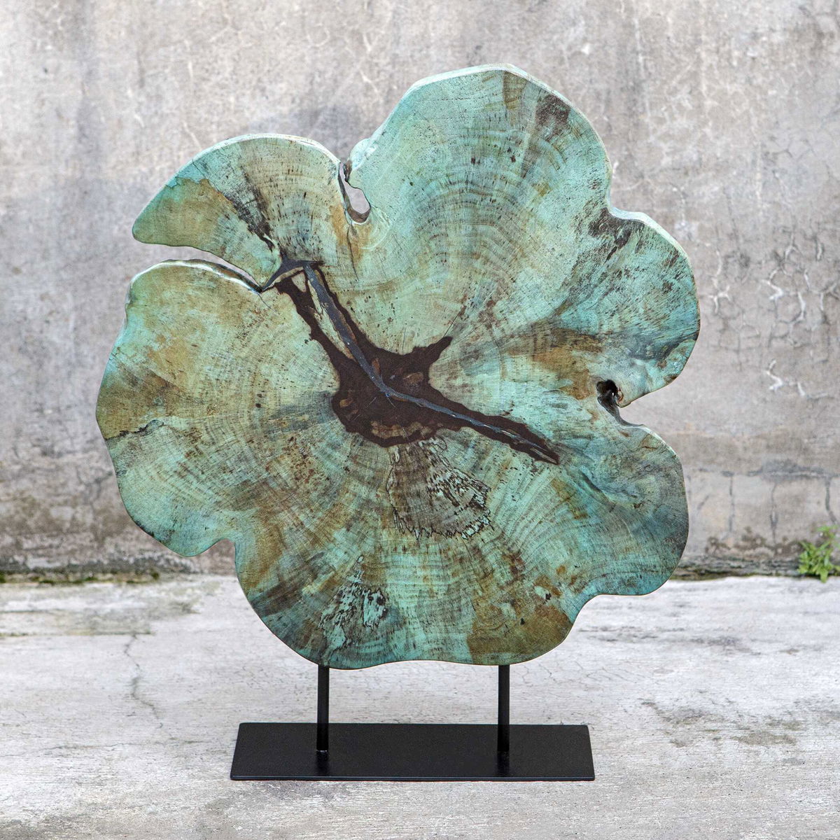 Bahati Wood Blue Sculpture, Figurines & Statue by Uttermost, 19.7" width x 22.8" height x 5.5" depth View 3