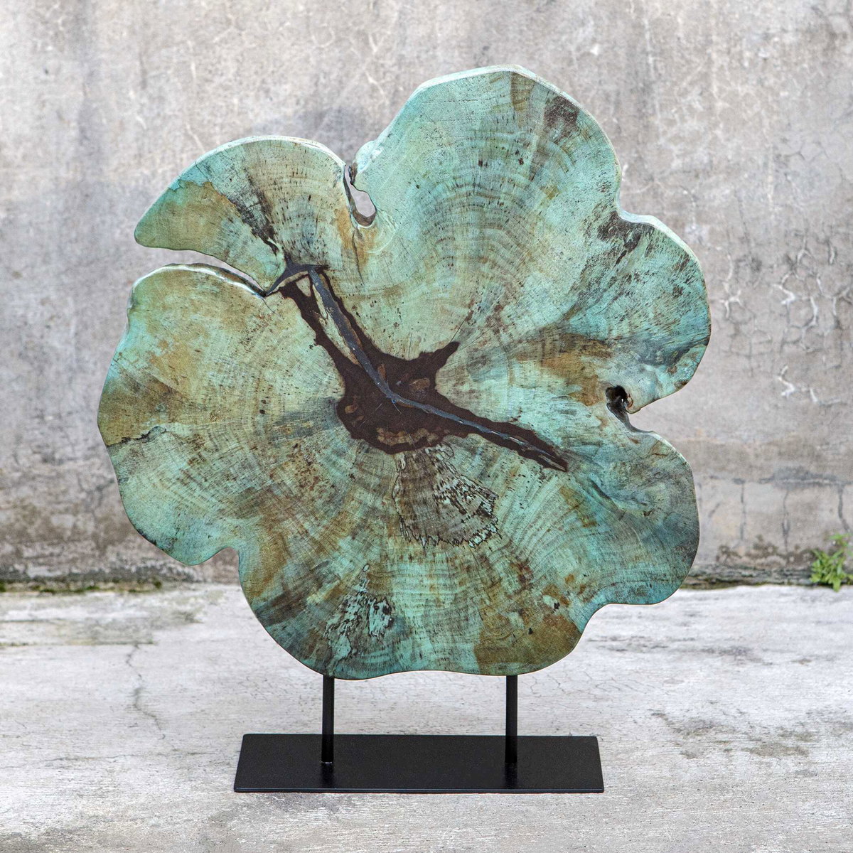 Bahati Wood Blue Sculpture, Figurines & Statue by Uttermost, 19.7" width x 22.8" height x 5.5" depth View 3