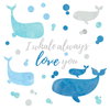 I Whale Always Love You Giant Wall Decals, by York Wall, 1'4.8" length x 9" width x 1.1" depth thumbnail