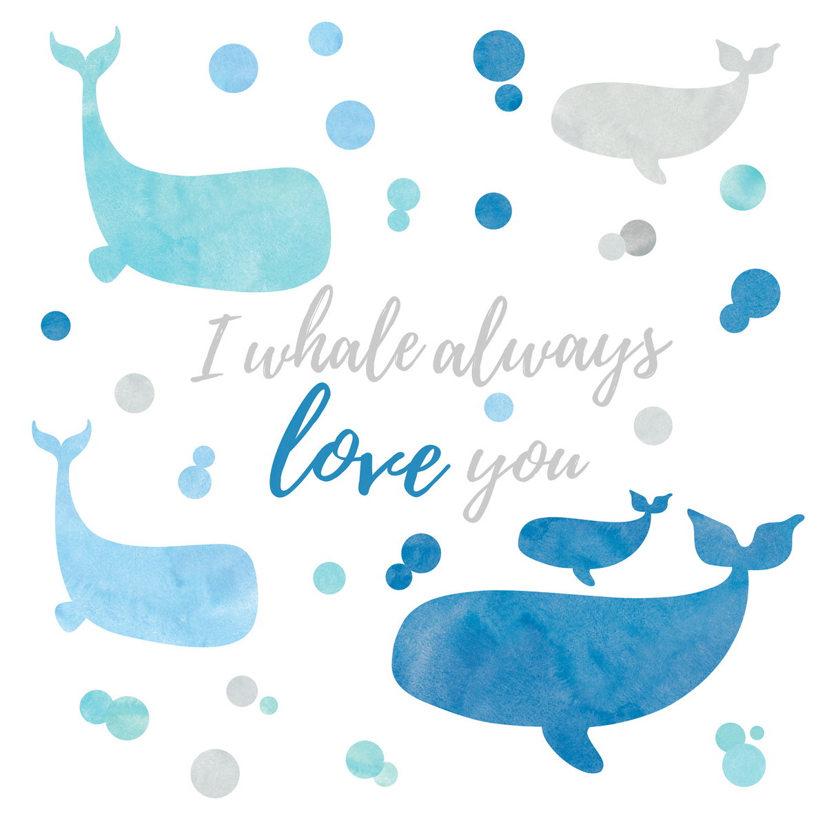 I Whale Always Love You Giant Wall Decals, by York Wall, 1'4.8" length x 9" width x 1.1" depth