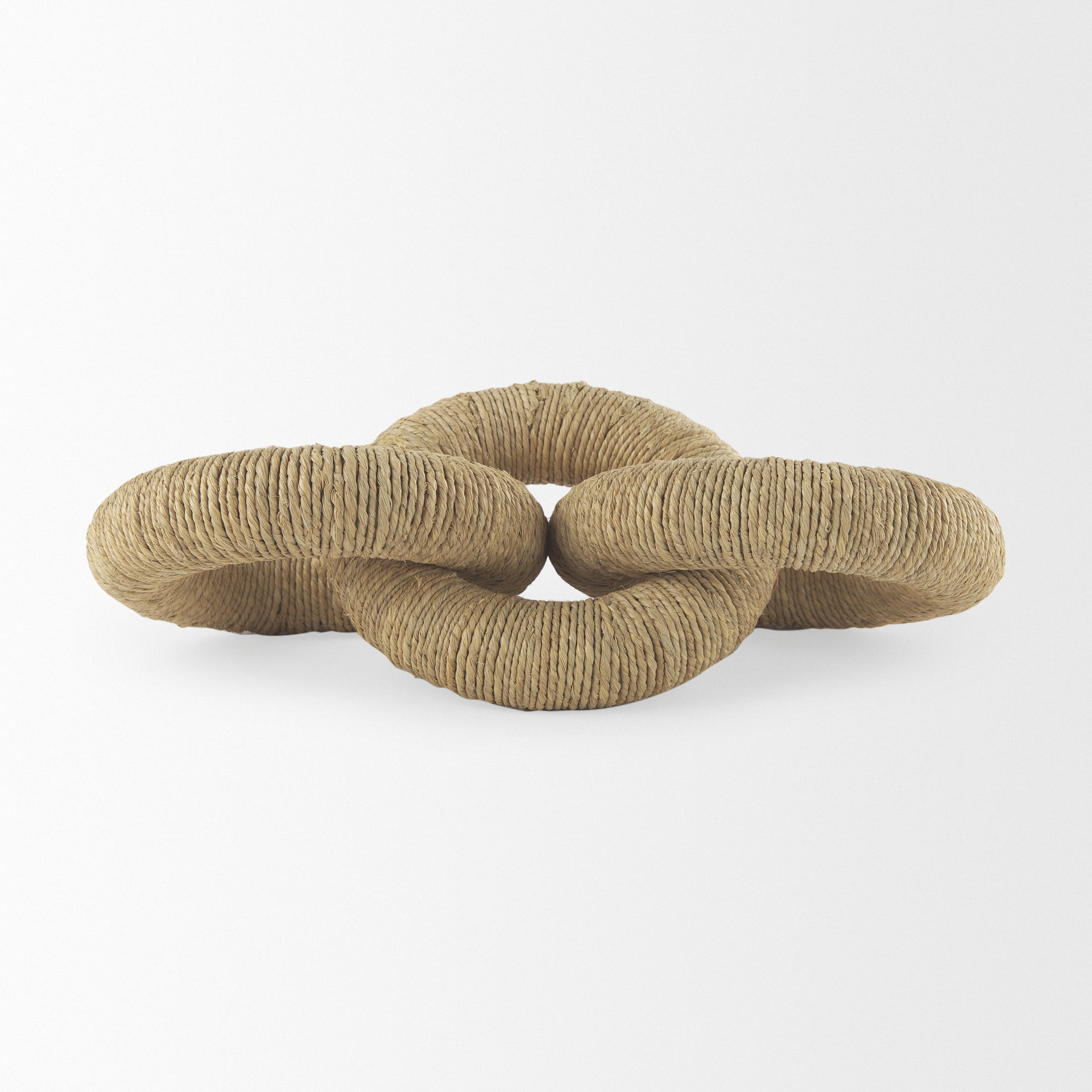 Alize Jute Wrapped Solid Wood Circular Chain Link Decorative Object, by Mercana, 14" length x 11" width x 8" height View 3