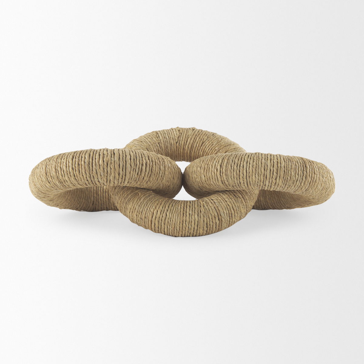 Alize Jute Wrapped Solid Wood Circular Chain Link Decorative Object, by Mercana, 14" length x 11" width x 8" height View 3