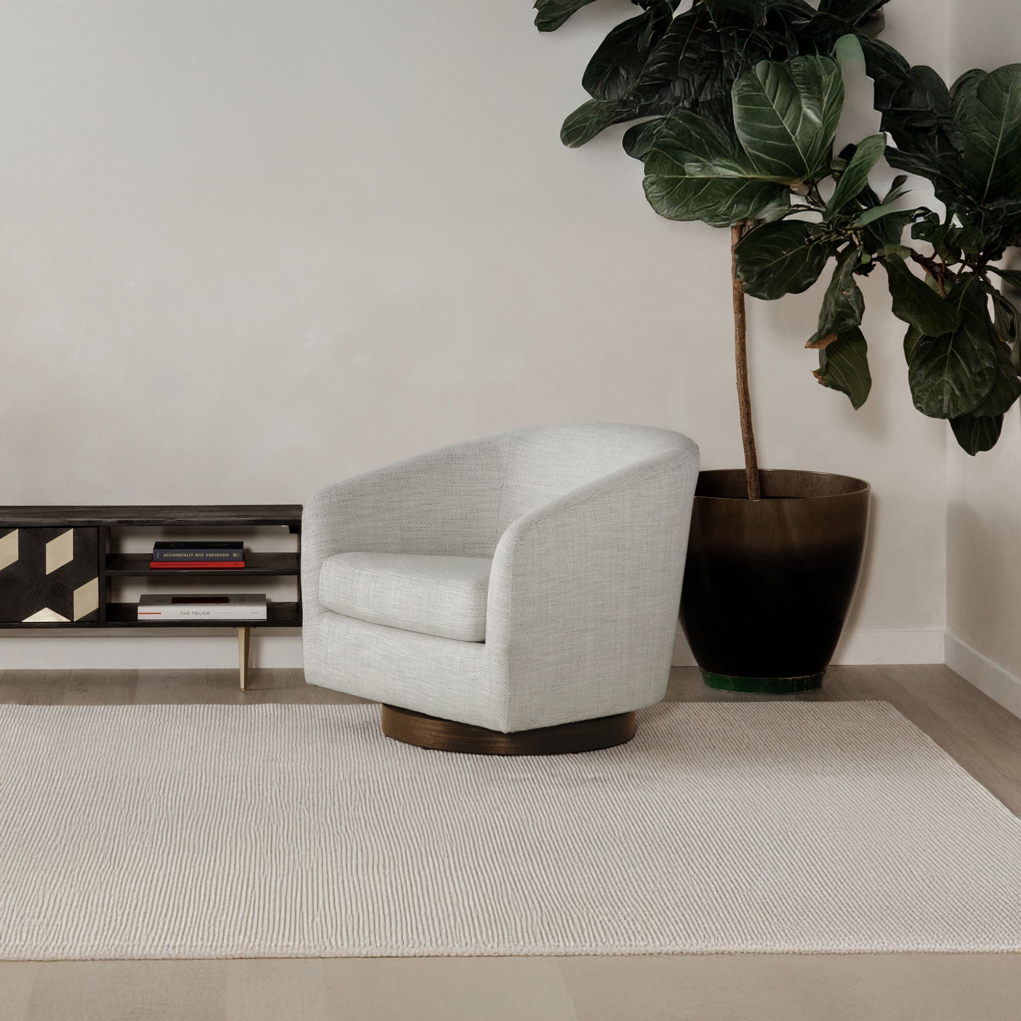 Oscy Swivel Chair Splashed White, Accent Chair by Moe's Home, 31" width x 28" height x 31" depth View 11