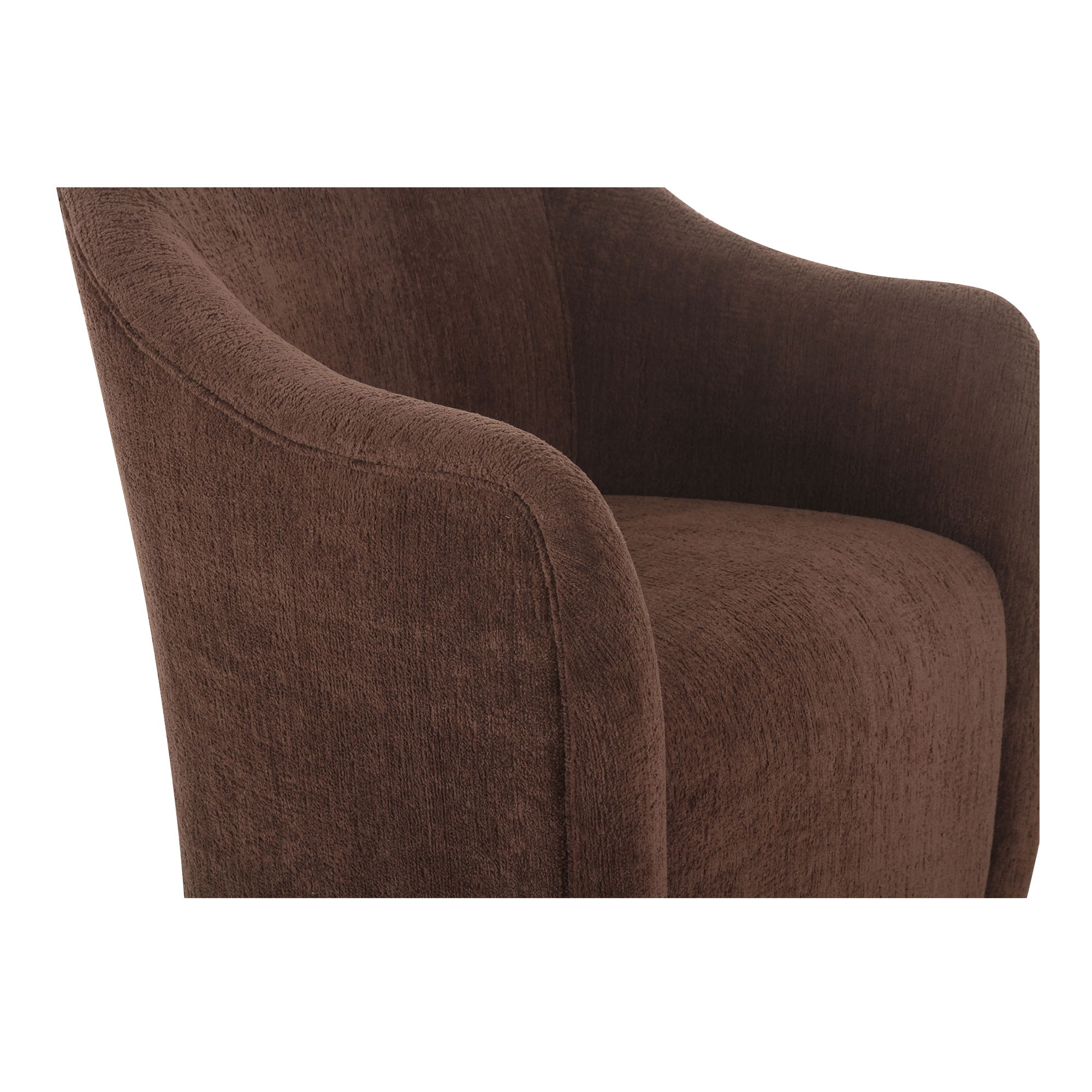 Drava Rolling Dining Chair Dark Brown, by Moe's Home, 26" width x 32.5" height x 26" depth View 6
