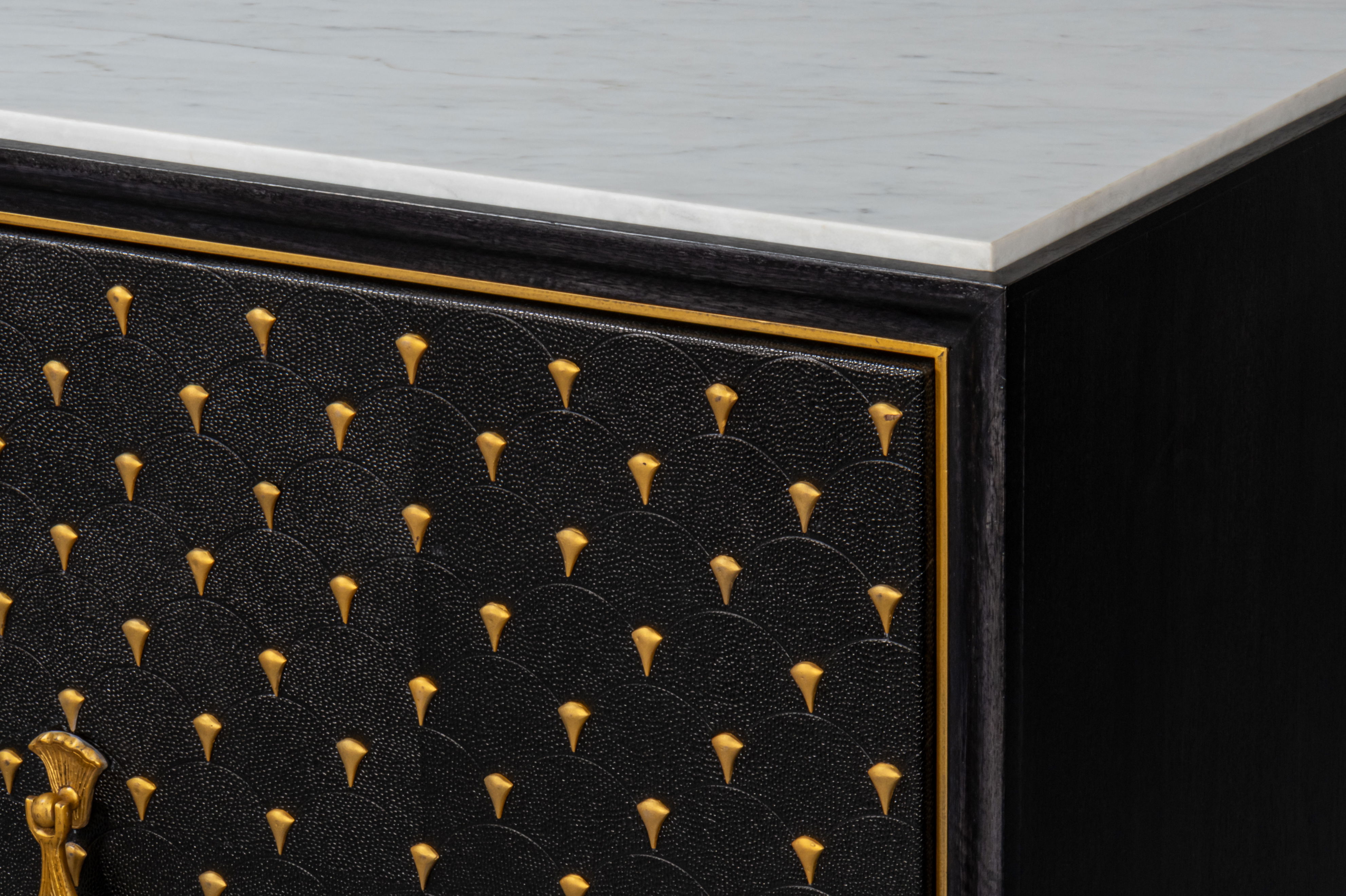 Palisade Shagreen Credenza, Black, Cabinets & Sideboard by Sarreid, 80" length x 19" width x 34" height View 5
