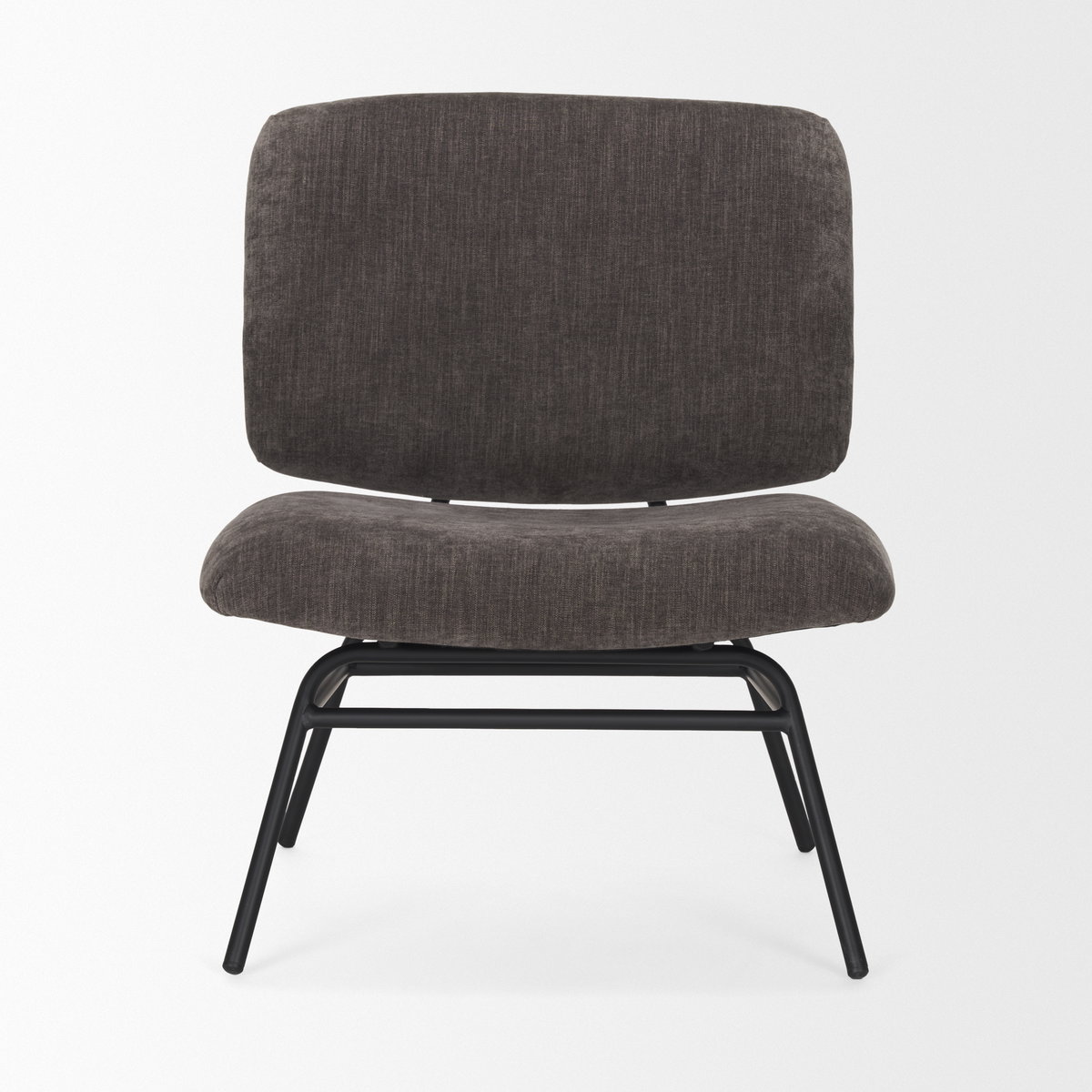 Nora Charcoal Fabric with Matte Black Metal Legs Accent Chair, by Mercana, 25" length x 30.25" width x 31" height View 5