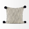 Krystal 18 x 18 Cream/Black Pom Pom Pillow Cover, Decorative Pillow by Mercana, 18" length x 18" width x 0.2" height thumbnail 2