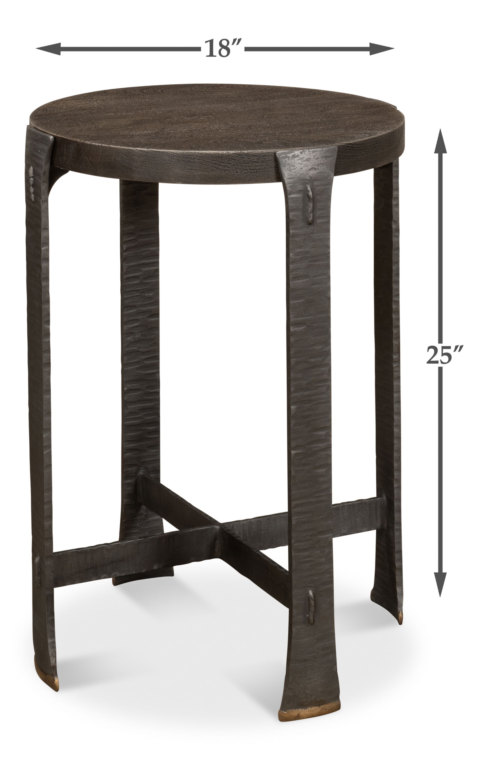*Forged Slats Side Table/Moleskin, Side & End Table by Sarreid, 18" length x 18" width x 25" height View 13