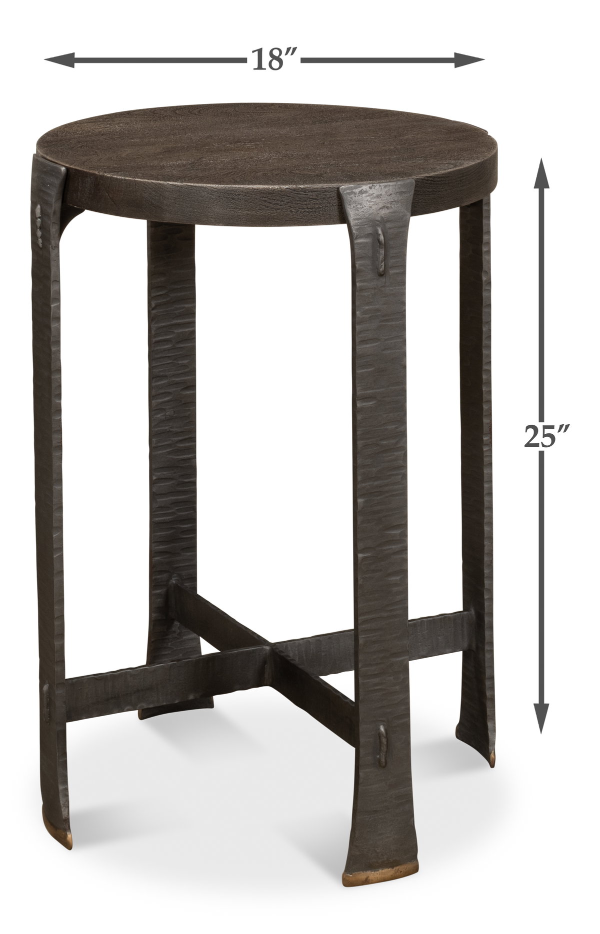 Forged Slats Side Table/Moleskin, by Sarreid, 1'6" length x 1'6" width x 2'1" height View 13