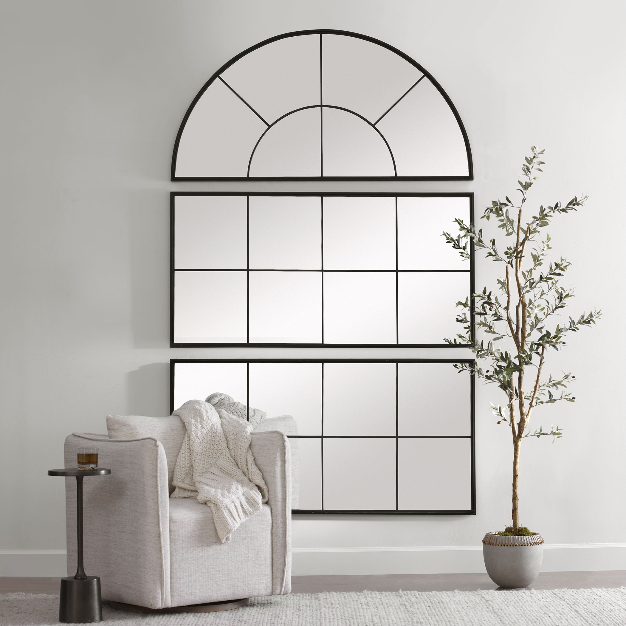 Rousseau Iron Window Arch Mirror large image 