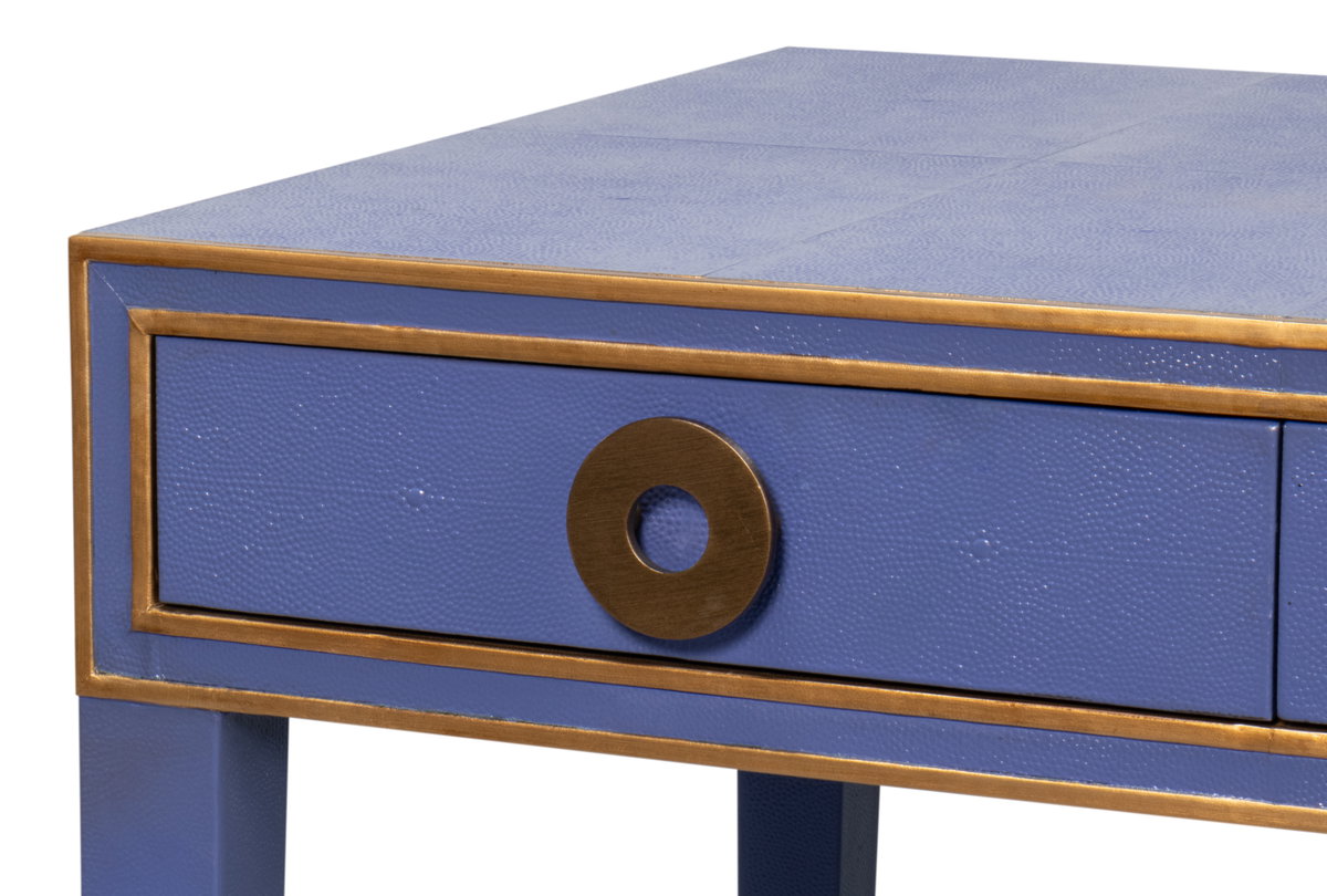 Gabriella Shagreen Desk/Table Marlin Blu, by Sarreid, 2' length x 4' width x 2'6" height View 7