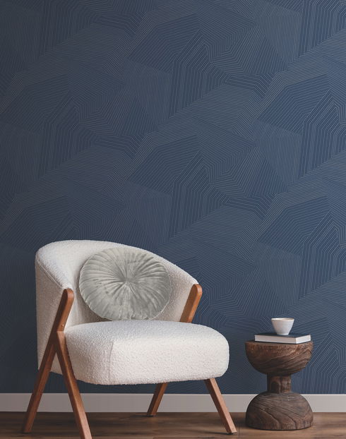 Dotted Maze Navy Wallpaper