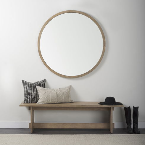 Aida 18H Light Brown Wood Dining Bench